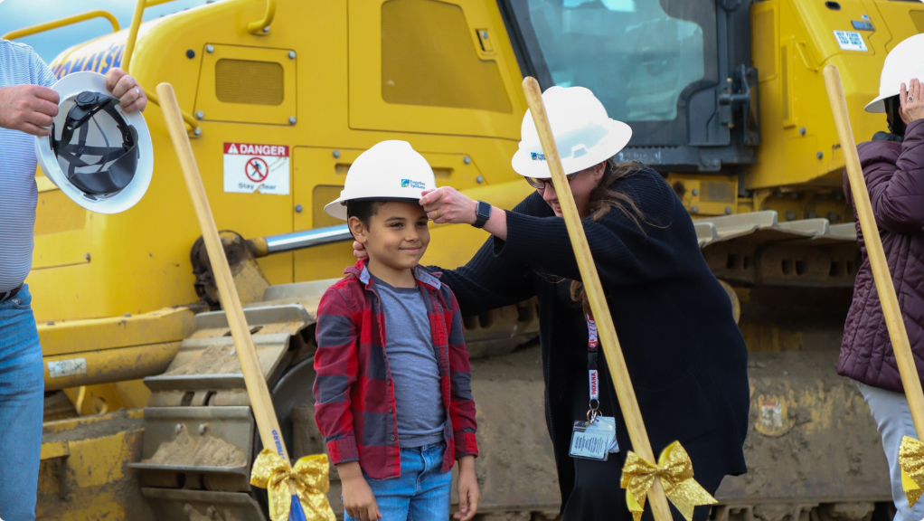 Student at Adams Ground Breaking