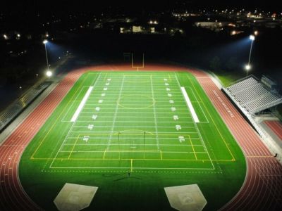 Shadle Park High School field with lights at night