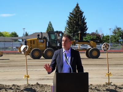 Adam Swinyard at groundbreaking